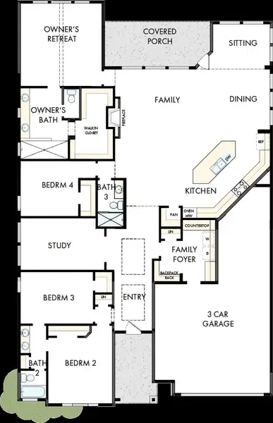 2D floor plan layout of this home in Windsong - Legacy Series, Boerne, TX (Image 2).