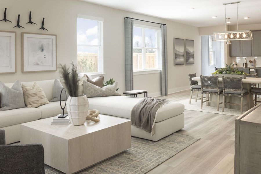 Representative furnished interior of a home built from the Rebecca by Risewell Homes in Lariat, Liberty Hill (Image 8). Representative furnished interior of a home built from the Rebecca by Risewell Homes in Lariat, Liberty Hill (Image 8).