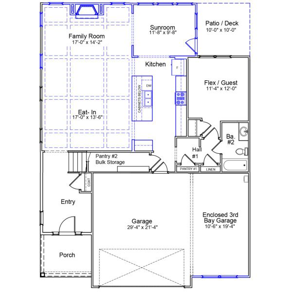 2D floor plan layout of this home in Hendrix Farms, Lexington, SC (Image 2).