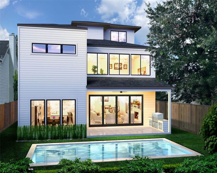 Rear Rendering  - Pool NOT included.