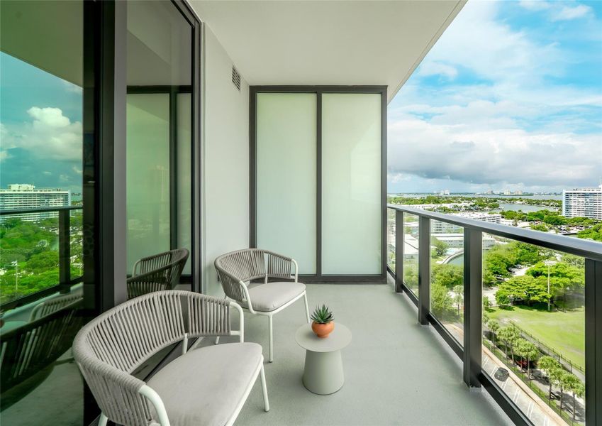 Exterior details and patio area of a home in 72 Park, Miami Beach (Image 1).