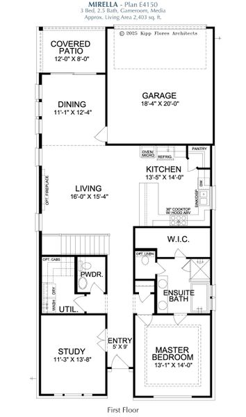 2D floor plan layout for the Mirella by Landon Homes in Fields - East Village, Frisco, TX (Image 4). 2D floor plan layout for the Mirella by Landon Homes in Fields - East Village, Frisco, TX (Image 4).