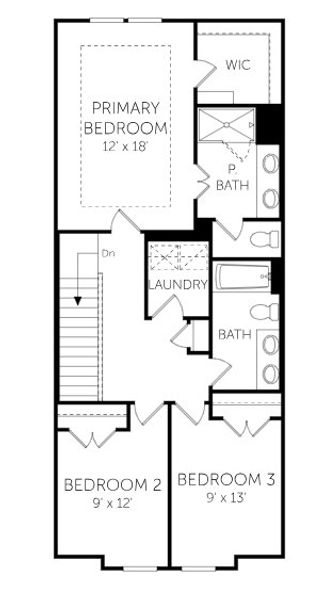 2D floor plan layout for the Arbor - Townhomes by Dream Finders Homes in Townes at Ribbon Walk, Charlotte, NC (Image 3). 2D floor plan layout for the Arbor - Townhomes by Dream Finders Homes in Townes at Ribbon Walk, Charlotte, NC (Image 3).
