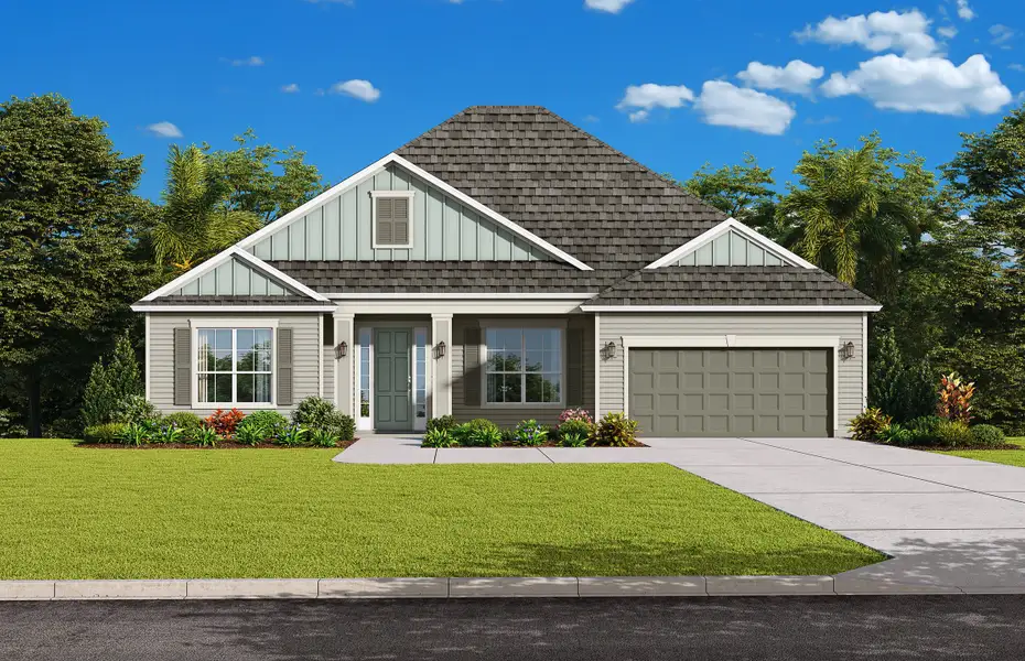 Representative exterior photo of a completed home built from the Riverbend Cove by SEDA New Homes in Katie Cove, Jacksonville, FL (Image 4).