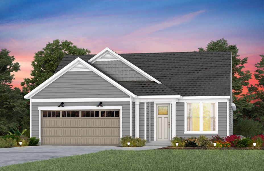 Front exterior of a new home in Carolina Riverside, Belmont, NC, highlighting curb appeal (Image 2). Front exterior of a new home in Carolina Riverside, Belmont, NC, highlighting curb appeal (Image 2).