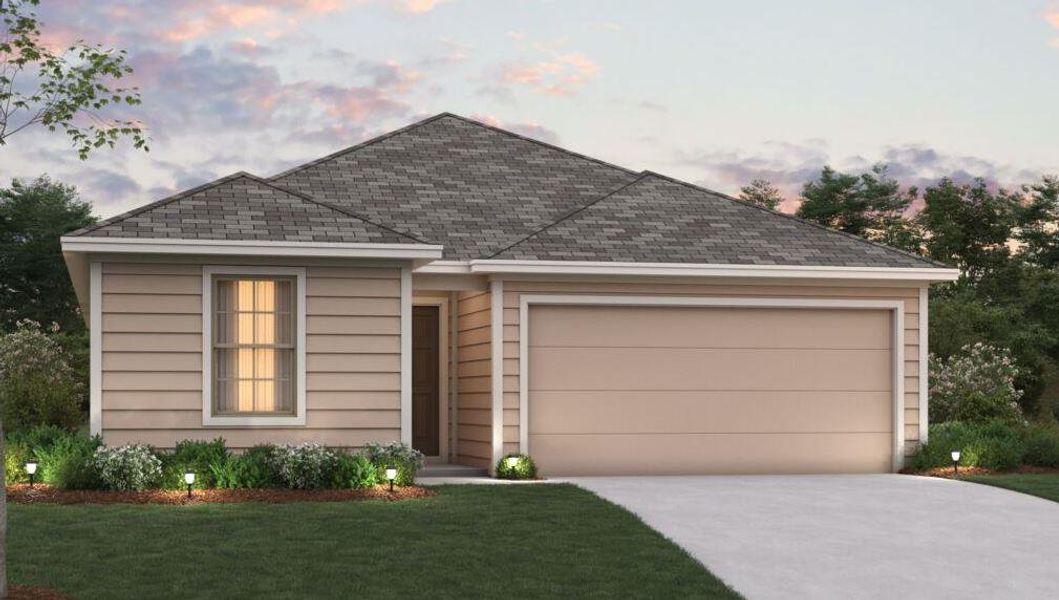 Front exterior of a new home in Marble Creek Crossing, Austin, TX, highlighting curb appeal (Image 1). Front exterior of a new home in Marble Creek Crossing, Austin, TX, highlighting curb appeal (Image 1).