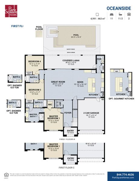 2D floor plan layout for the Oceanside by Park Square Residential in Elevated at Sonoma Resort, Kissimmee, FL (Image 3). 2D floor plan layout for the Oceanside by Park Square Residential in Elevated at Sonoma Resort, Kissimmee, FL (Image 3).