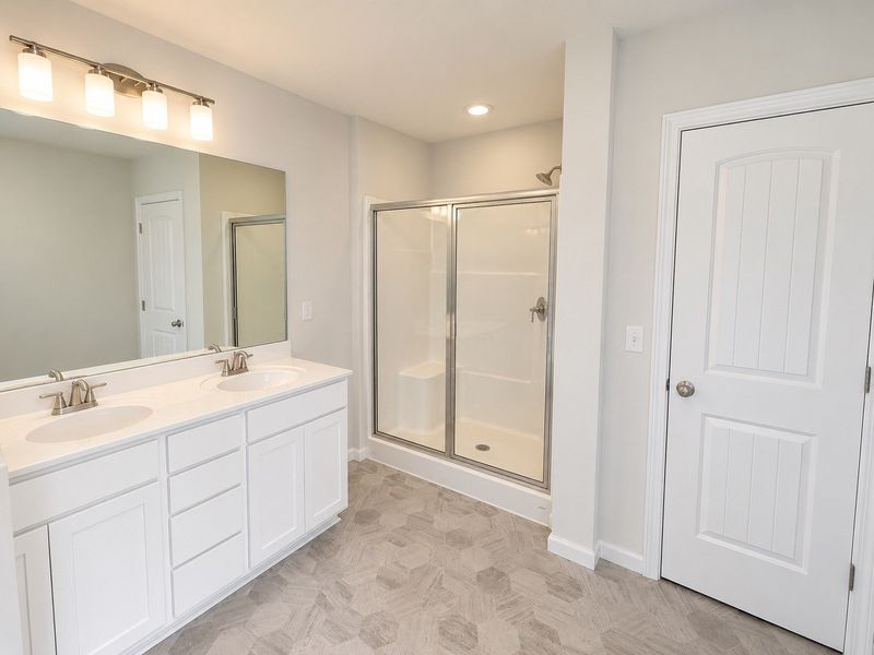 ***Digitally Enhance Photo*** Showcasing the finished Primary Bathroom Layout & Selections!