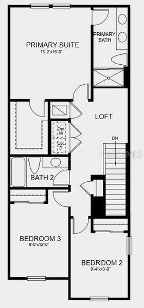 2D floor plan layout of this home in Vinterra Townhomes, Nokomis, FL (Image 3).