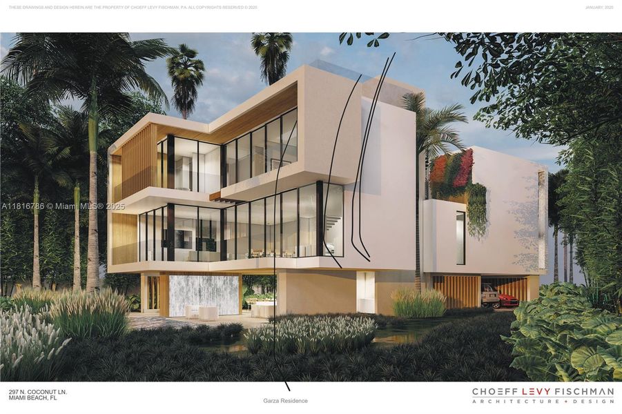 Exterior details and patio area of a home in , Miami Beach (Image 3). Exterior details and patio area of a home in , Miami Beach (Image 3).