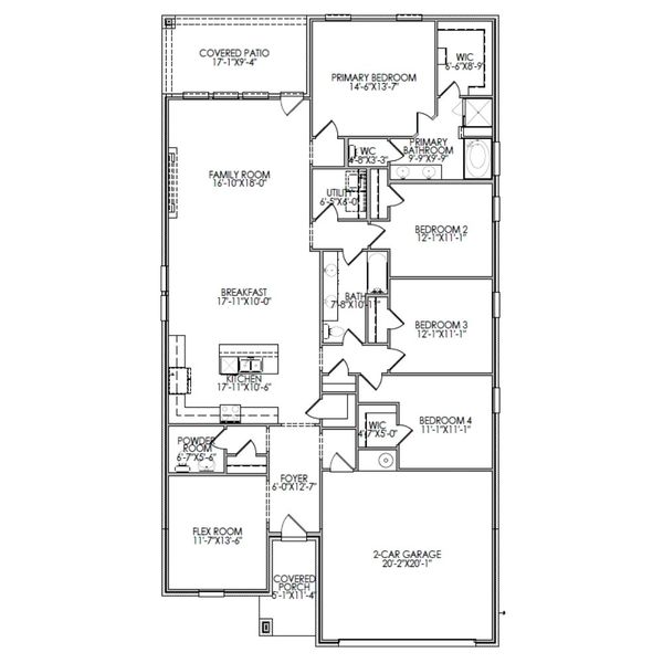 2D floor plan layout for the The Olive by Lillian Custom Homes in Hickory Hill, Sherman, TX (Image 5).