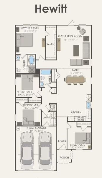 2D floor plan layout of this home in Mavera, Conroe, TX (Image 3).