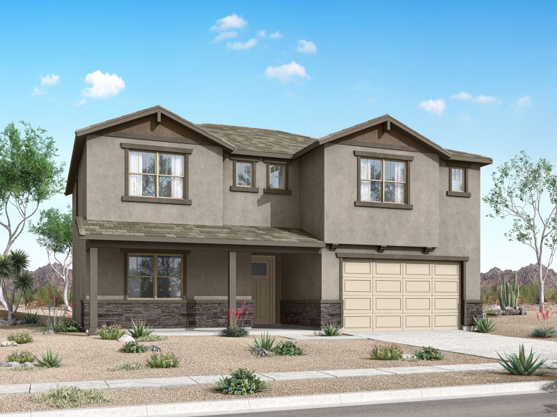 Representative exterior photo of a completed home built from the Quartz by Mattamy Homes in Las Ventanas, Goodyear, AZ (Image 3). Representative exterior photo of a completed home built from the Quartz by Mattamy Homes in Las Ventanas, Goodyear, AZ (Image 3).
