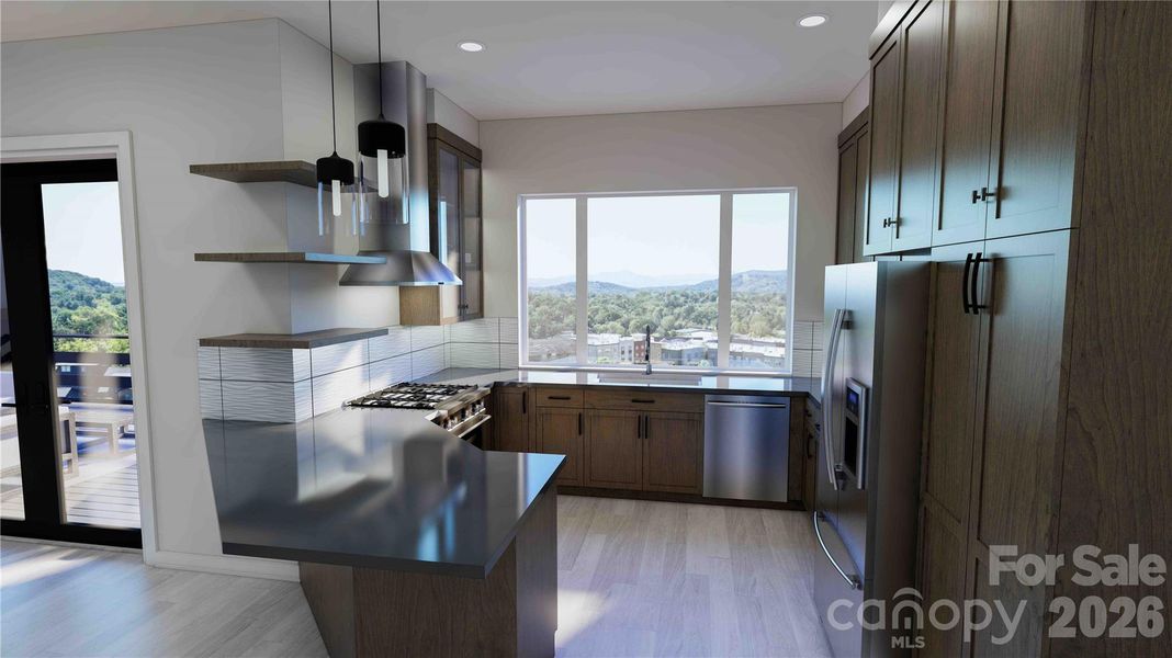 Main level kitchen rendering