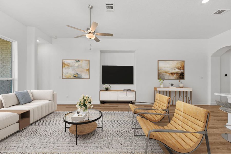 Open Concept Family Room - Virtually Staged