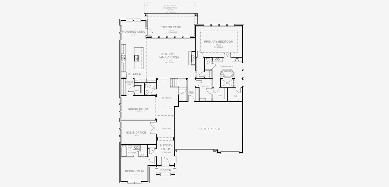 2D floor plan layout for the 3896W by Perry Homes in Legacy Prairie at Katy Court, Katy, TX (Image 4).