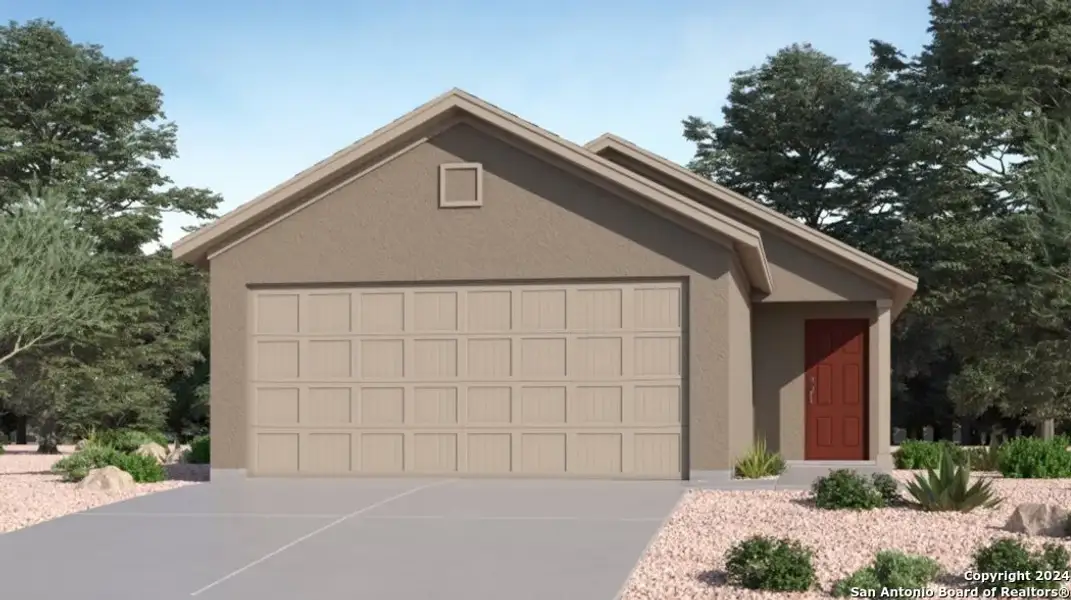 Front exterior of a new home in Windridge, Kerrville, TX, highlighting curb appeal (Image 19).