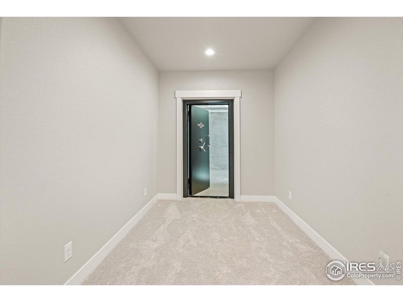 Incredible custom "vault" room / bunker with heavy steel safe door - located under entire front porch