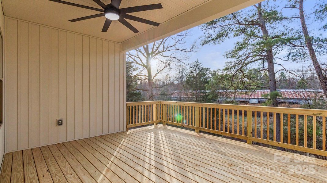 Covered back deck is great for grilling