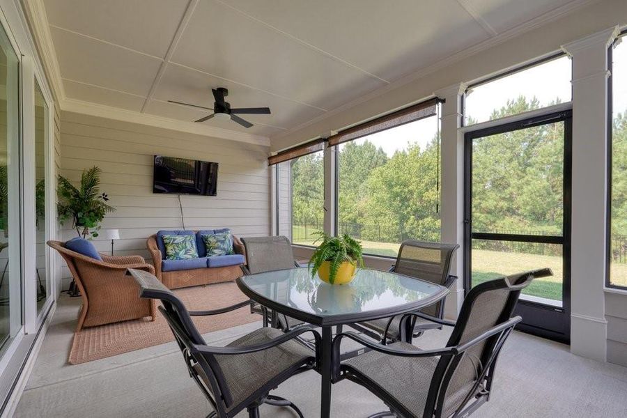 Exterior details and patio area of a home in Soleil Belmont Park, Canton (Image 4). Exterior details and patio area of a home in Soleil Belmont Park, Canton (Image 4).