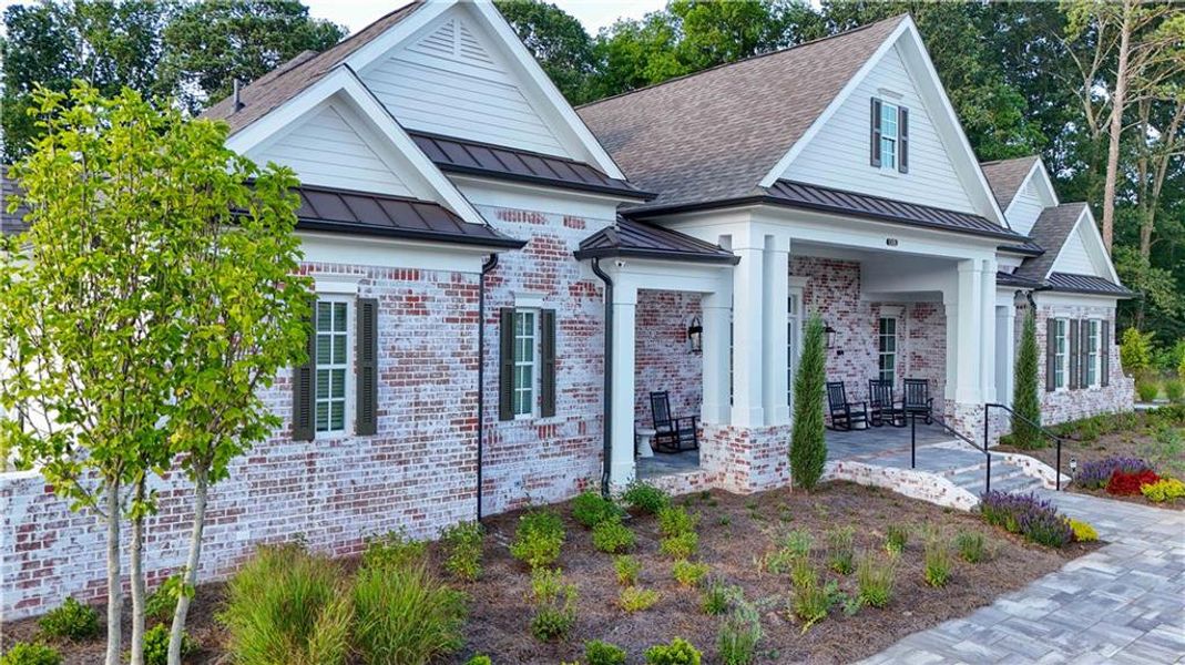 Front exterior of a new home in Waterside Townhomes, Peachtree Corners, GA, highlighting curb appeal (Image 19).