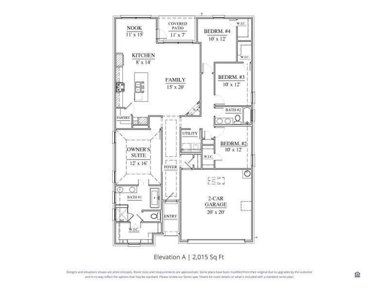 2D floor plan layout for the Aaron by Our Country Homes in Lakes of River Trails, Richland Hills, TX (Image 3).