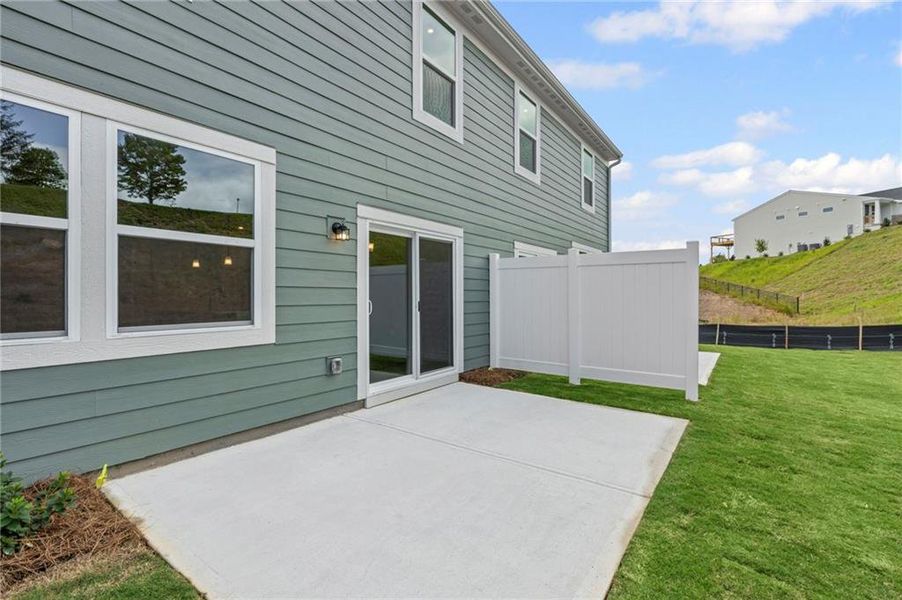 Exterior details and patio area of a home in Villas at Gold Creek, Dawsonville (Image 3).