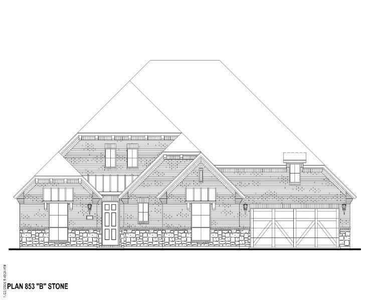 Plan 853 Elevation B w/ Stone