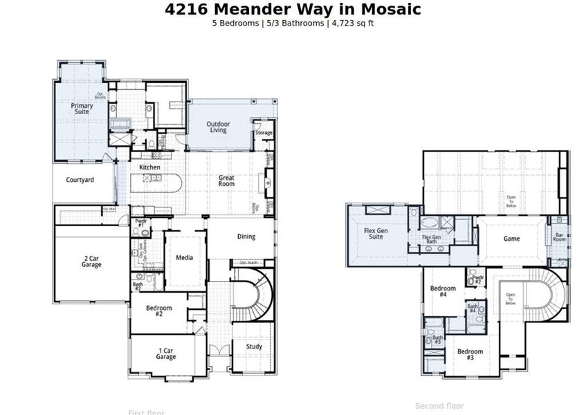2D floor plan layout of this home in Mosaic, Celina, TX (Image 5). 2D floor plan layout of this home in Mosaic, Celina, TX (Image 5).