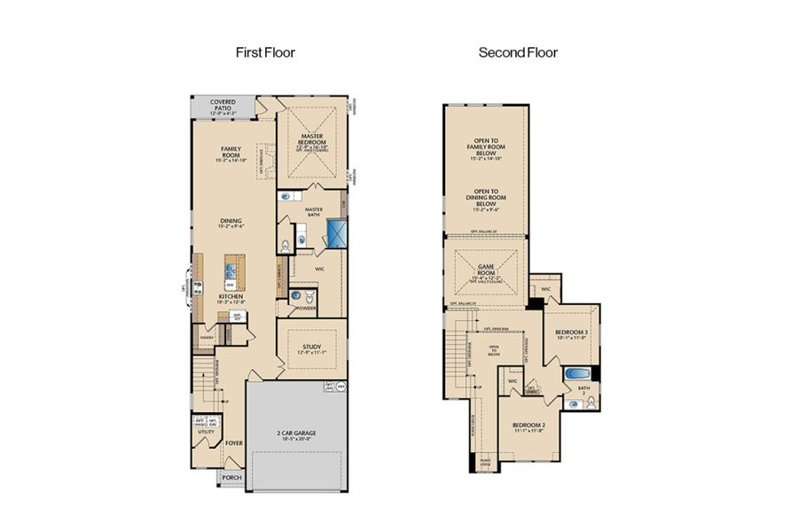 2D floor plan layout of this home in Keeneland, Aubrey, TX (Image 2). 2D floor plan layout of this home in Keeneland, Aubrey, TX (Image 2).
