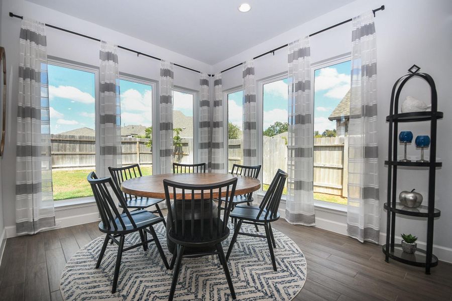 Spacious breakfast nook with patio access