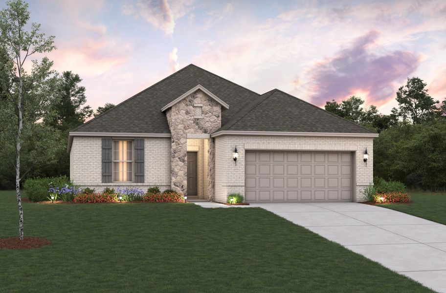 Representative exterior photo of a completed home built from the Brooks by Beazer Homes in Lake Pointe, Little Elm, TX (Image 2).