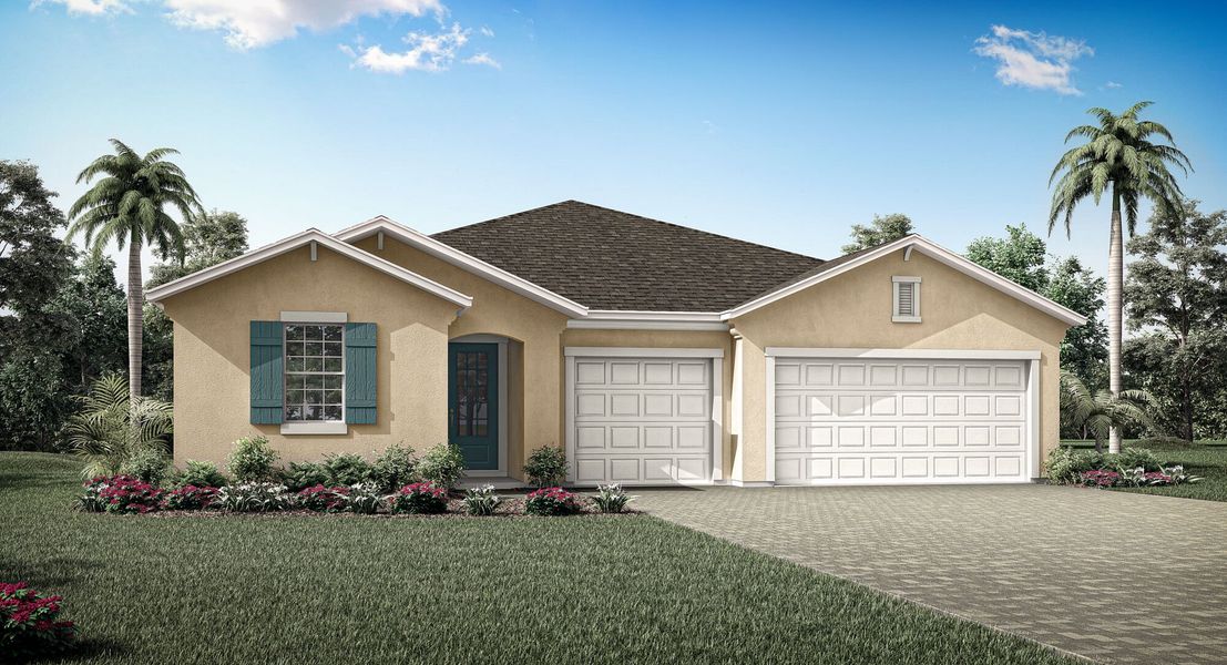 Representative exterior photo of a completed home built from the Glacier Bay by Mattamy Homes in Waterbrooke, Clermont, FL (Image 13). Representative exterior photo of a completed home built from the Glacier Bay by Mattamy Homes in Waterbrooke, Clermont, FL (Image 13).