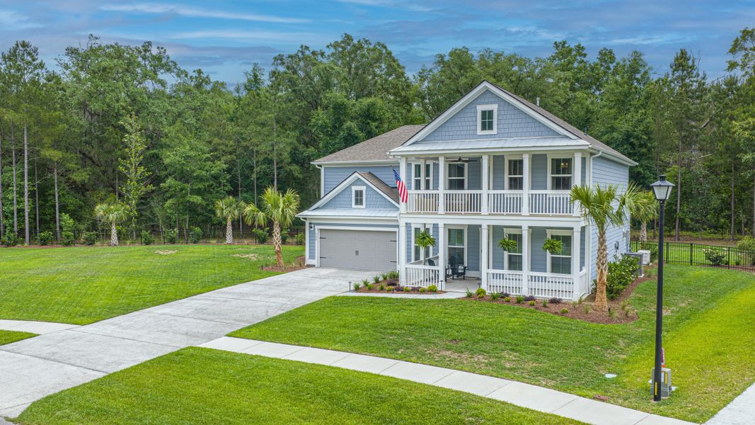Front exterior of a new home in Sea Island Preserve, Johns Island, SC, highlighting curb appeal (Image 29).