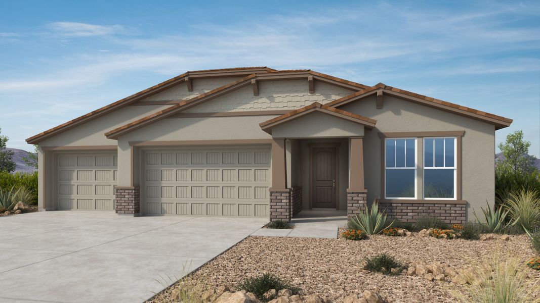Representative exterior photo of a completed home built from the Cardinal by Taylor Morrison in Combs Ranch Journey Collection, San Tan Valley, AZ (Image 2).