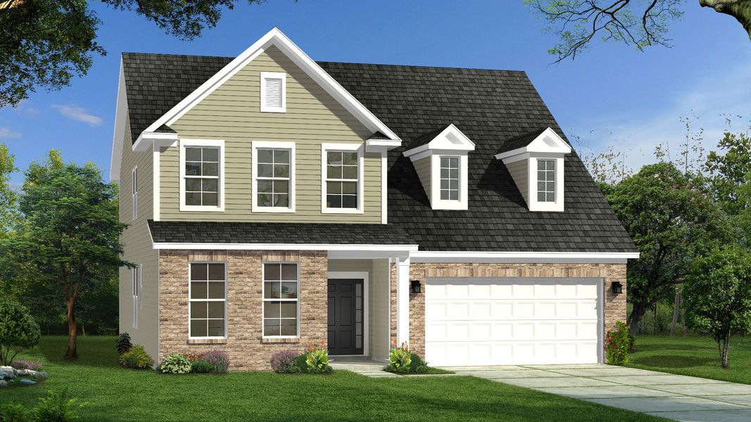 Representative exterior photo of a completed home built from the Drayton by DRB Homes in Michaux Gardens, Belmont, NC (Image 4). Representative exterior photo of a completed home built from the Drayton by DRB Homes in Michaux Gardens, Belmont, NC (Image 4).