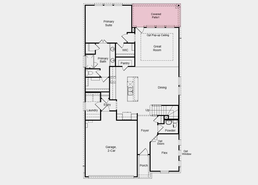 2D floor plan layout for the Primrose by Taylor Morrison in Turners Crossing, Austin, TX (Image 3).