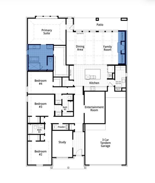 2D floor plan layout for the Birchwood Plan by Highland Homes in Monterra: 70ft. lots, Rockwall, TX (Image 4). 2D floor plan layout for the Birchwood Plan by Highland Homes in Monterra: 70ft. lots, Rockwall, TX (Image 4).