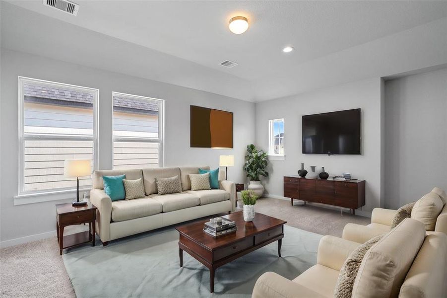 This spacious and bright room features custom paint with gorgeous plush carpet, and a very large window! With the ample amount of space provided, you can turn this area into anything! From a game room to a children's play room, the possibilities are endless!