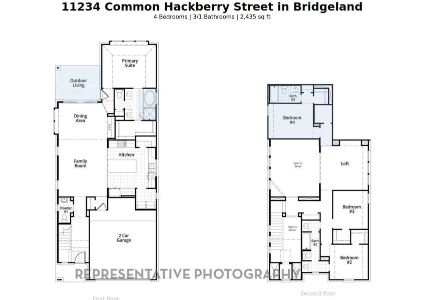 2D floor plan layout of this home in Bridgeland: 40ft. lots, Cypress, TX (Image 2).