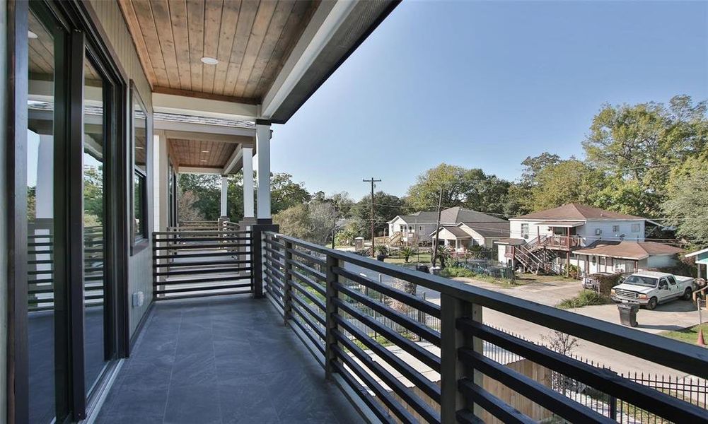 View from the second floor covered balcony.