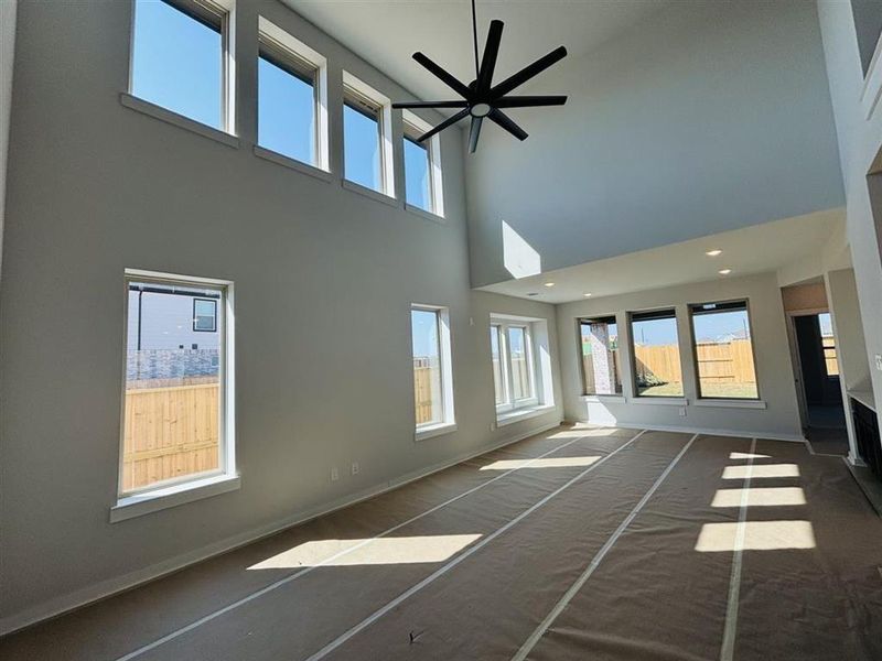 Family room with soaring ceiling!