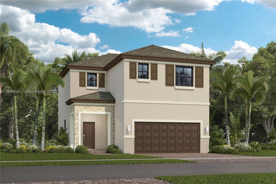 Front exterior of a new home in , Homestead, FL, highlighting curb appeal (Image 1).