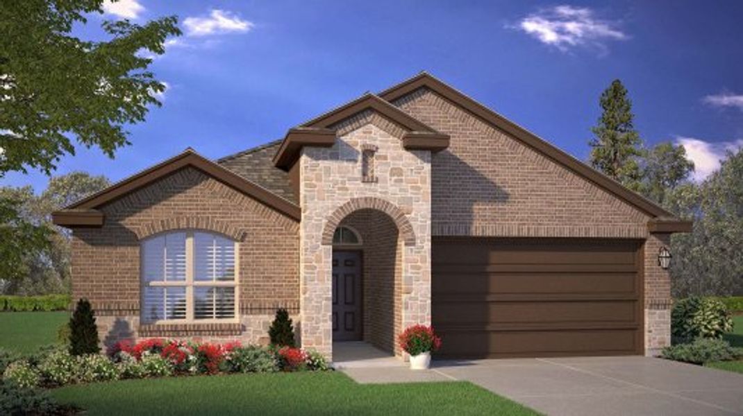 Representative exterior photo of a completed home built from the 2015 - THE BLANCO by D.R. Horton in Abbey Glen, Lubbock, TX (Image 1). Representative exterior photo of a completed home built from the 2015 - THE BLANCO by D.R. Horton in Abbey Glen, Lubbock, TX (Image 1).