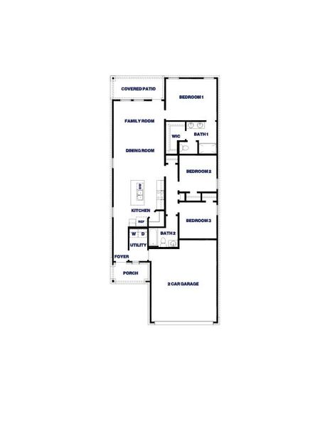 2D floor plan layout for the Amber by D.R. Horton in The Canopies, Splendora, TX (Image 3).