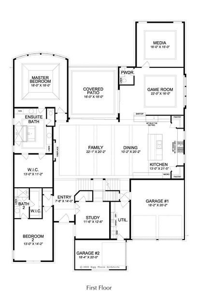 2D floor plan layout for the Verano by Landon Homes in Fields - Brookside North, Frisco, TX (Image 3). 2D floor plan layout for the Verano by Landon Homes in Fields - Brookside North, Frisco, TX (Image 3).