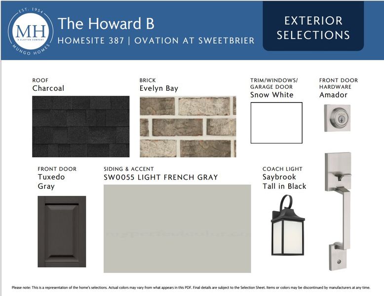 Sample of building materials used in homes in Ovation at Sweetbrier, Durham (Image 4). Sample of building materials used in homes in Ovation at Sweetbrier, Durham (Image 4).