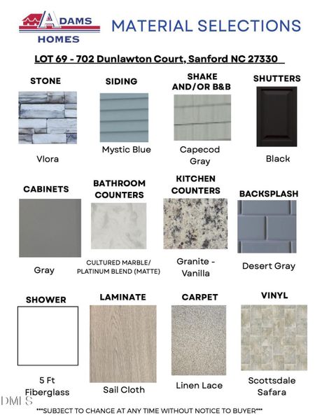 LOT 69 COLOR SELECTIONS LOT 69 COLOR SELECTIONS