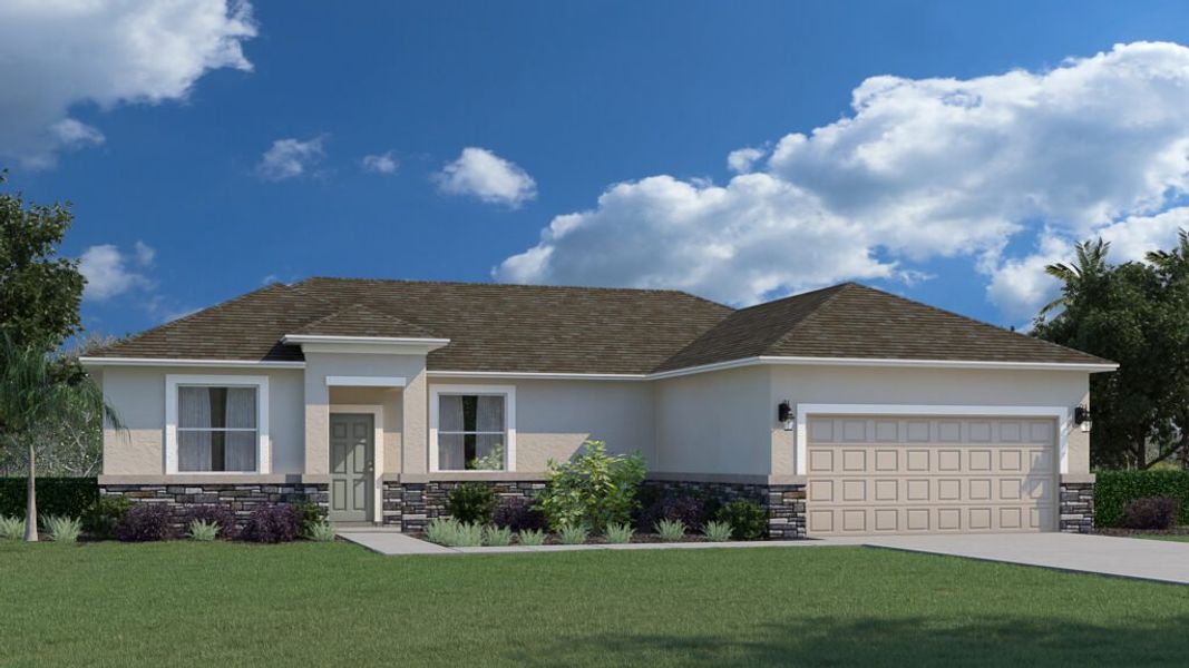 Representative exterior photo of a completed home built from the Clearwater by Holiday Builders in Palm Bay, Palm Bay, FL (Image 11).