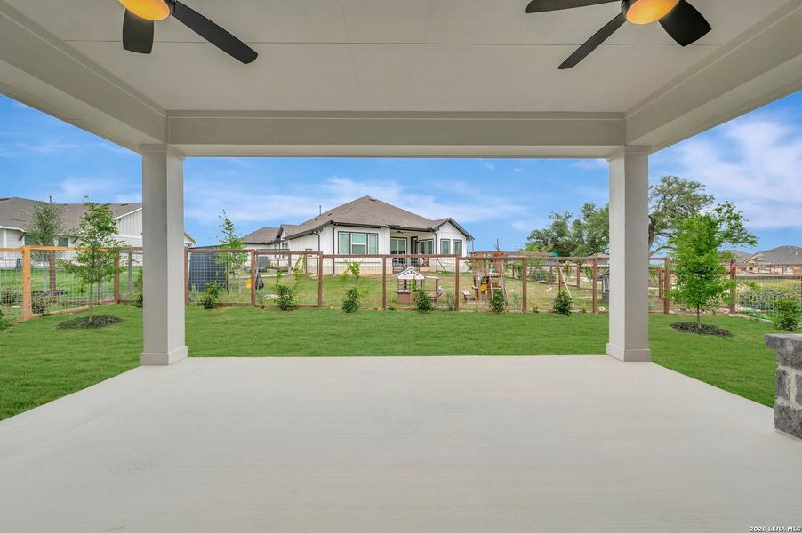 Exterior details and patio area of a home in The Crossvine 55’, Schertz (Image 4).